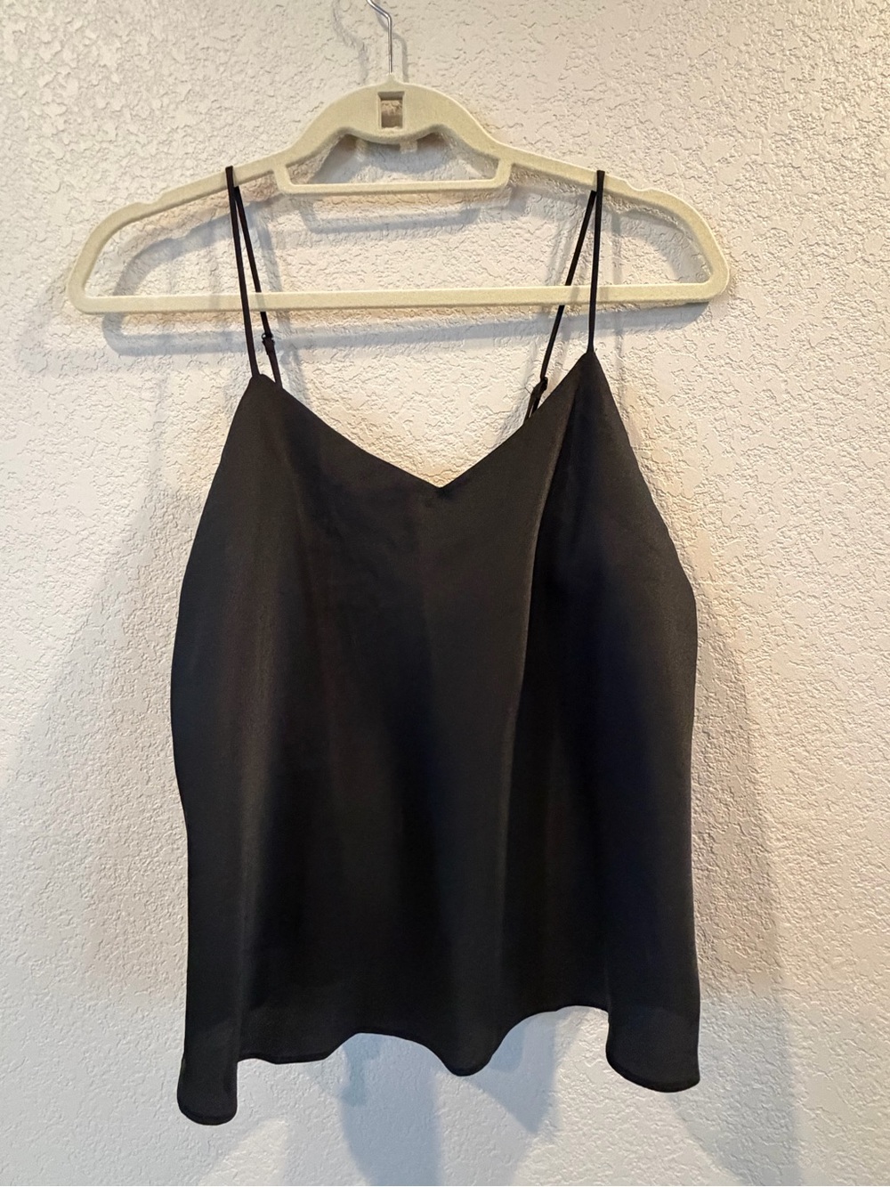 Mango Black Satin Spaghetti Strap Tank Top